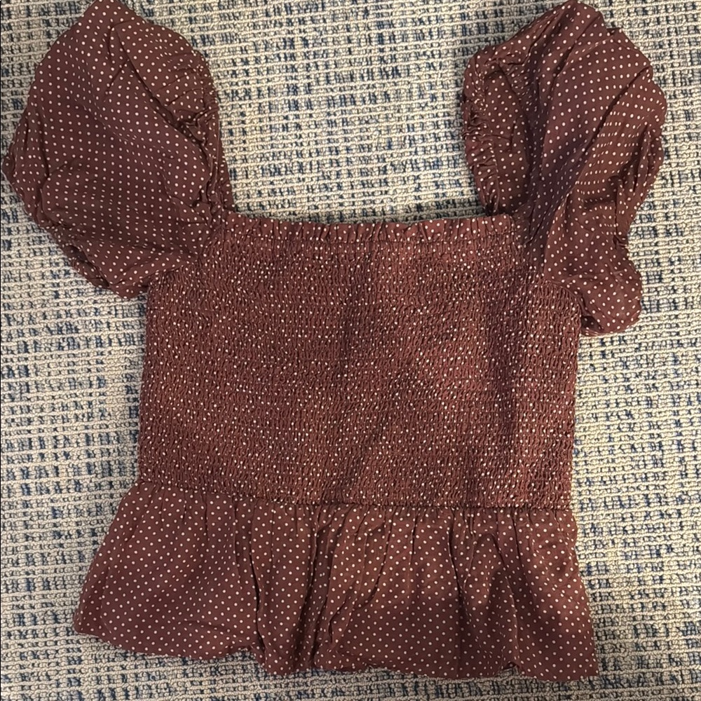 Jcrew xs Polka Dot Puff Sleeve Top